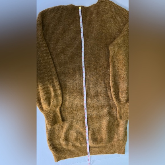 Oversized Tunic Sweater Dress Mustard Deep V-Neck Slouchy Boho - Picture 6 of 12